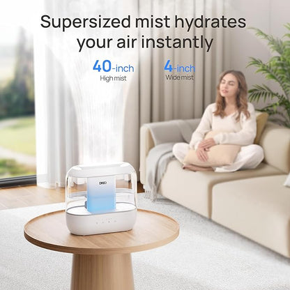 Dreo Humidifiers for Bedroom, 4L Top Fill for Large Room, 36H Runtime, 28 dB Quiet Supersized Cool Mist Air Humidifier for Baby Nursery, Plants, Indoor, Night Light, Easy to Clean & Fill, White