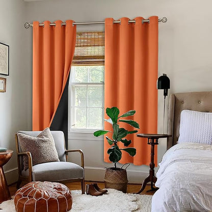 BGment Thermal Insulated 100% Blackout Curtains 72 Inch Length 2 Panels, Total Light Blocking Curtains for Bedroom, Grommet Window Drapes with Thick Black Liner, 52 Inch Wide Each Panel, Burnt Orange