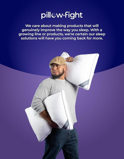 Pillow Fight Knockout - King Pillow, Luxury & Adjustable, Down Alternative, Bed and Neck Pillow, Cooling for, Back Support, Stomach, and Side Sleepers (King Size, Single)