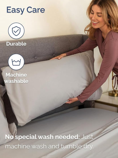 Extra Deep King Sheet Set - 6 Piece Breathable & Cooling Sheets - Hotel Luxury Bed Sheets Set - Easy & Secure Fit - Soft, Wrinkle Free & Comfy Sheets Set - Light Grey Sheet Set with Extra Deep Pockets