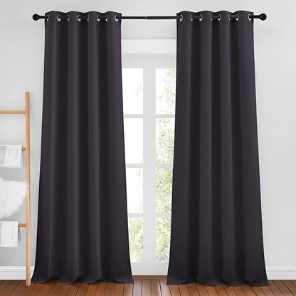 NICETOWN Greyish Purple Curtains 96 inches Long, Grommet Thermal Insulated Blackout Curtains Privacy Window Treatments for Boys Room/Living Room, W46 x L96, 2 Panels