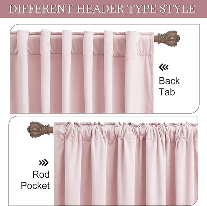 RYB HOME Velvet Closet Curtains 84 inches, Room Darkening Thermal Insulated Privacy Back Tab Drapes for Doorway Enterway, Dormitory, Blush Pink, W 42 x L 84 inches, 2 Panels Set