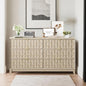 COLAMY Fluted Dresser, Modern Wooden 6 Drawer Dresser 55”, Side Board Buffet Storage Cabinet, Accent Cabinet with Metal Handles for Bedroom, Entryway, Hallway, Oak