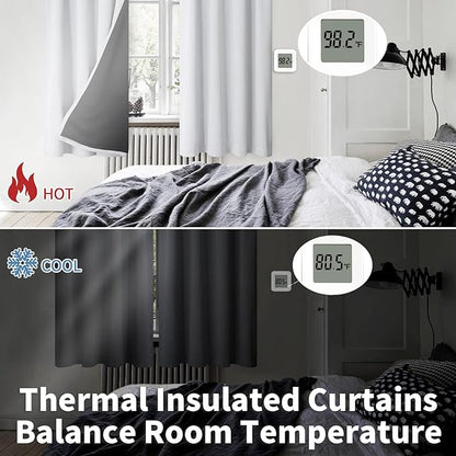 BGment Thermal Insulated 100% Blackout Curtains for Bedroom with Black Liner, Double Layer Full Room Darkening Noise Reducing Rod Pocket Curtain (42 x 72 Inch, Greyish White, 2 Panels)