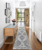 vivorug Grey Runner Rug 2x10 Machine Washable Rug with Non-Slip Backing, Ideal for Kitchen Hallway Entryway Laundry Room - Vintage Floral, Durable, Easy Clean, Low Pile Carpet Runner