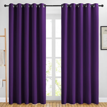NICETOWN 84 inch Long Royal Purple Curtains - Grommet Solid 50% Room Darkening Thermal Insulated Curtains Drapes for Living Room/Sliding Glass Door (2 Panels, W66 x L84)