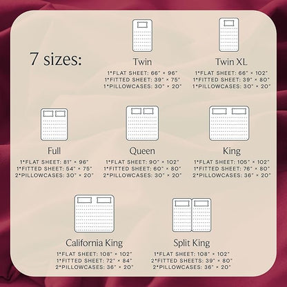 LuxClub 5 PC Split King Sheet Set, Deep Pockets Wrinkle Free Cooling Bed Sheets Hotel Bedding for Women, Men, Includes 2 Fitted Sheet, 1 Flat Sheet and 2 PillowcasesBurgundy
