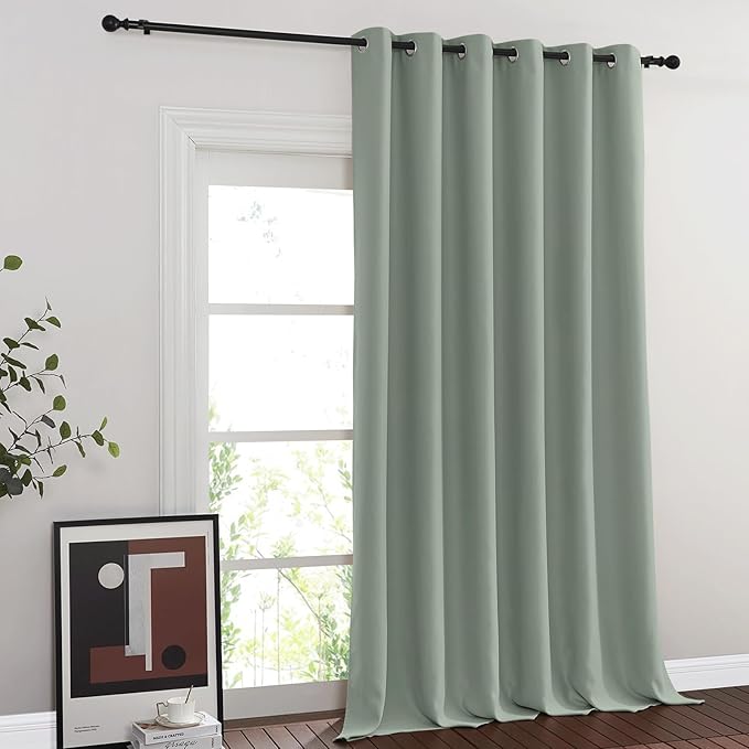 NICETOWN Blackout Curtains & Drapes - Privacy Thermal Efficiency Backdrop Curtains for Bedroom Room Divider Living Room Patio Sliding Glass Door, Wide 80 x Long 144 inch, Sage Green, 1 Panel