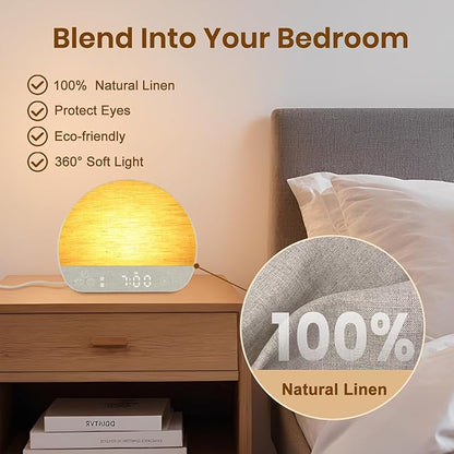 Sunrise Alarm Clock Sound Machine, Wake Up Light - Bluetooth Speaker, Dual Alarms, Dimmable Clock, USB Charging, Snooze, 37 Sleep Sounds, 15 Colors, Timer-Night Light for Heavy-Sleepers Gift