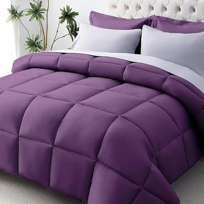JOLLYVOGUE Full Comforter Set, Ultra-Soft Bed in a Bag Full Size 7 Pieces, Oeko-TEX Certified Bedding Set with Down Alternative Comforter, Sheets, Pillowcases & Shams, Purple & Lavender