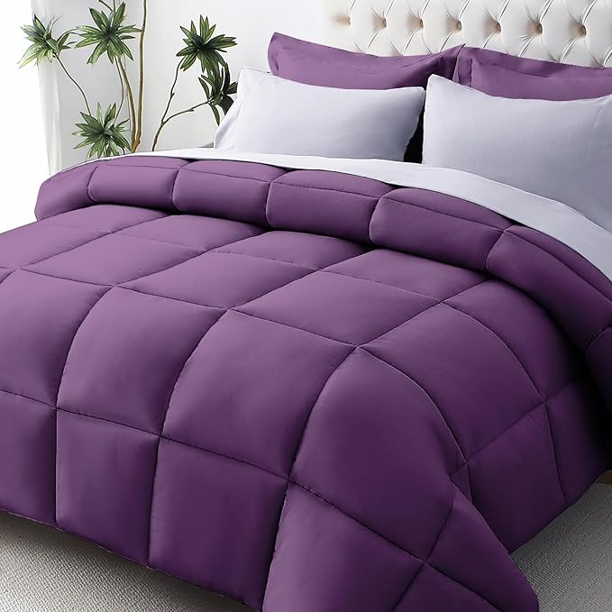 JOLLYVOGUE Queen Comforter Set, Ultra-Soft Bed in a Bag Queen Size 7 Pieces, Oeko-TEX Certified Bedding Set with Down Alternative Comforter, Sheets, Pillowcases & Shams, Purple & Lavender