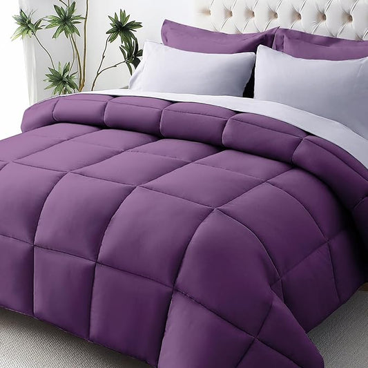 JOLLYVOGUE Queen Comforter Set, Ultra-Soft Bed in a Bag Queen Size 7 Pieces, Oeko-TEX Certified Bedding Set with Down Alternative Comforter, Sheets, Pillowcases & Shams, Purple & Lavender
