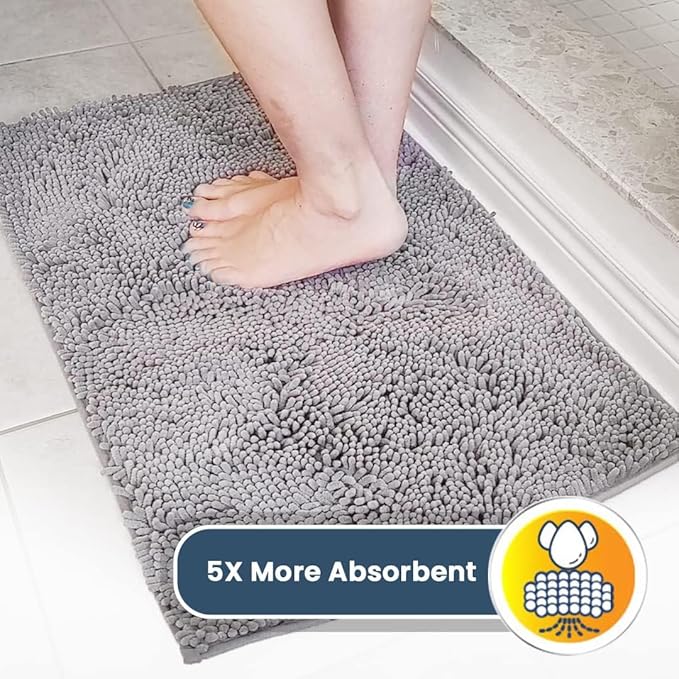 Muddy Mat® | Super Absorbent Door Mat Indoor, Microfiber Quick Dry Chenille Entryway Rug, Non-Slip Front Door Mat, Indoor Mats for Entryway, Machine Washable Pet Rug, Grey 24"x36"