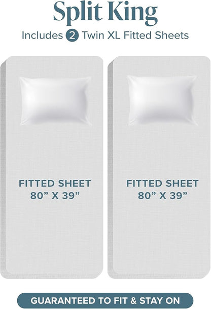 Bare Home Hotel Luxury Split King Sheet Set, Extra Soft - 7 Piece Set - Deep Pockets - Easy Fit - Cooling & Breathable - Wrinkle, Fade, Stain Resistant - Includes 4 Pillowcases (Split King, Red)