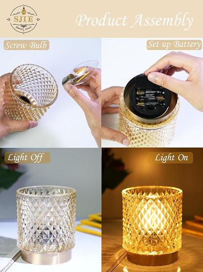 Battery Operated Lamp - Stylish Small Lamps Decorative with Timer & 3 Light Modes, No Plug in Lamps Cordless Battery Table Lamps for Bedroom/Bathroom/Fireplace(with Remote Control)