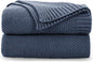 CozeCube Blue Throw Blanket for Couch, Soft Cozy Cable Knit Throw for Bed Sofa Living Room, Lightweight Warm Decorative Farmhouse Christmas Blanket, 50"x60", Dusty Blue