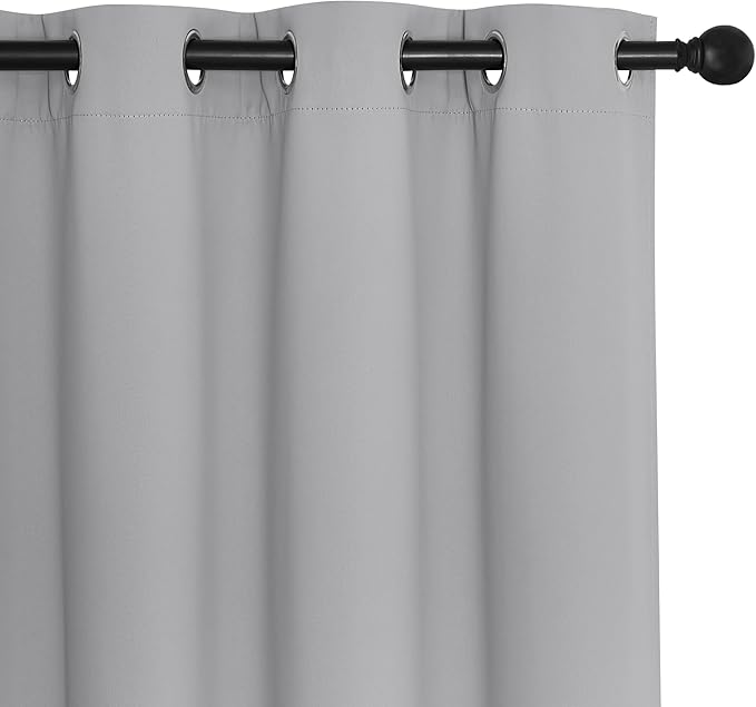 NICETOWN Sliding Door Window Treatment Blackout Patio Door Curtain Panels, Privacy Thermal Drapes for Bedroom Living Room Department with Grommet Top (Silver Grey, W66 x L110)