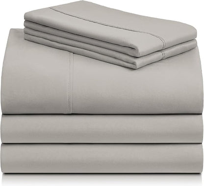 LuxClub 5 PC Split King Sheet Set, Deep Pockets Wrinkle Free Cooling Bed Sheets Hotel Bedding for Women, Men, Includes 1 Fitted Sheet, 1 Flat Sheet and 2 Pillowcases-Light Taupe