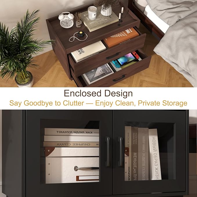Stackable Storage Drawers,28" Wide Storage Bins w/ Drawers and Compartment for Closet Organizers, Wood Stackable Closet Organizer Modern Large Stackable Storages Units for Living Room Hallway, Brown