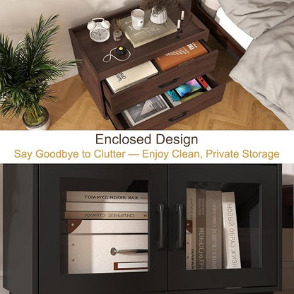 Stackable Storage Drawers,28" Wide Storage Bins w/ Drawers and Compartment for Closet Organizers, Wood Stackable Closet Organizer Modern Large Stackable Storages Units for Living Room Hallway, Brown