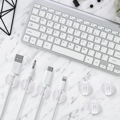 12 Pack Cable Clips, Znben Clear Cord Organizer Holder Adhesive Cord Management Charger Wire Holder Clips for Desk, Home, Office, Car, Cubicle, Nightstand