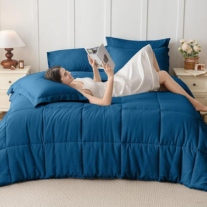 JOLLYVOGUE California King Comforter Set, Ultra-Soft Bed in a Bag Cal King Size 7 Pieces, Oeko-TEX Certified Bedding Set with Down Alternative Comforter, Sheets, Pillowcases & Shams, Teal
