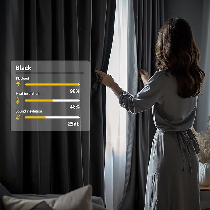 Room Divider Blackout Curtain Track Curtains Wall Dividers Panels Screen for Living Rooms Bedroom Office Privacy Partition Separation, W100 × L96 Inch,1 Panel, Black