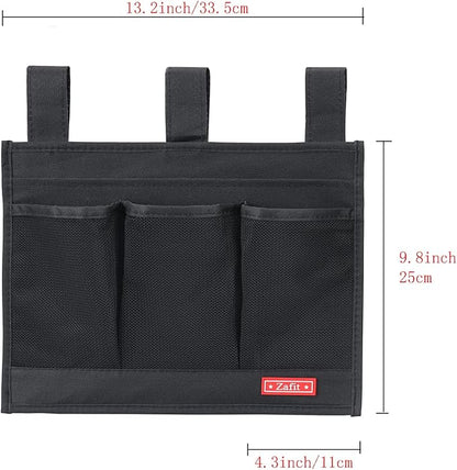 Zafit Hanging Bedside Caddy, Bedside Storage Organizer for Magazine, Phone, Remote control (Classic4 Pockets-Black)