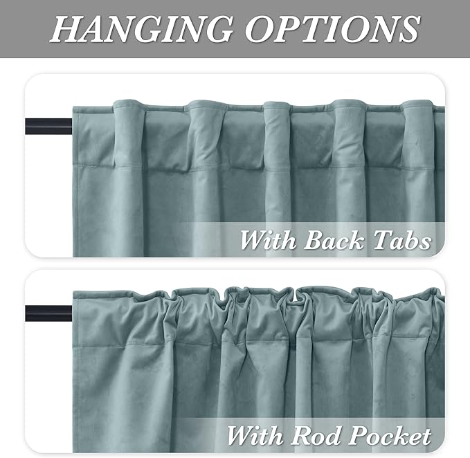 RYB HOME 100% Blackout Blue Velvet Curtains 84 inches, Back Tab Thermal Insulated Noise Reducing Curtains & Drapes for Living Room Kids Bedroom, Stone Blue, 52W x 84L, Set of 2 Panels