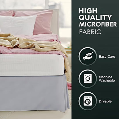 Pleated Bed Skirt King Size, 14" Drop with Platform Design for Secure Fit, Split Corners, Wrinkle-Resistant Microfiber for Modern Stylish Look, Tailored Bedding for Hotel Luxury - Light Grey