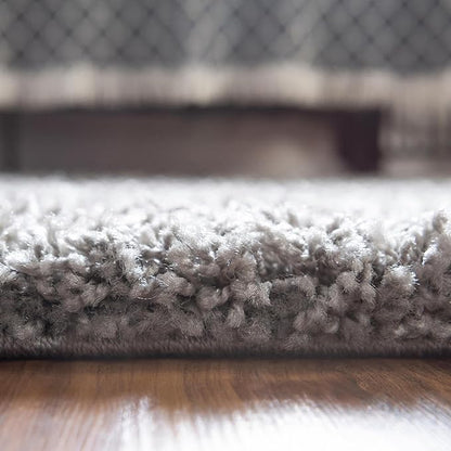 Unique Loom Solid Shag Collection Area Rug (8' Octagon, Cloud Gray)