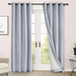 Macochico Full Blackout Curtains 84 Inches Long Insulated Noise Reducing Chenille Curtains for Living Room Bedroom Nursery Auditorium Gray Blue Curtains with Tieback Grommet 72" Wx84 L 1 Panel