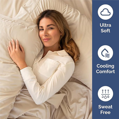 Queen 6 Piece Sheet Set - Cooling, Comfy & Breathable - Hotel Luxury Bedding, Includes Fitted Sheet for Women, Men, Kids and Teens - 1 Flat, 1 Fitted Sheet, 4 Pillowcases with Deep Pockets - Wheat