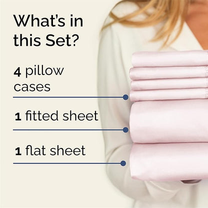 Queen 6 Piece Sheet Set - Cooling & Breathable - Hotel Luxury Bedding, Includes Fitted Sheet for Women, Men, Kids and Teens - 1 Flat, 1 Fitted Sheet, 4 Pillowcases with Deep Pockets - Lavender Pink