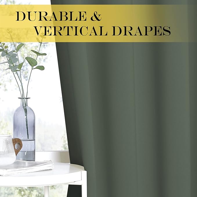 NICETOWN Blackout Sliding Glass Door Curtains, Room Darkening Thermal Insulated Curtains for Living Room Bedroom, Extra Wide Window Drapes, 1 Panel, W80 x L118, Dark Mallard