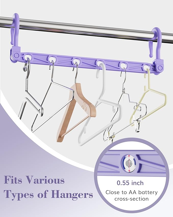 Space Saving Hangers for 96 Clothes, Reinforced Collapsible Hangers with 360° Swivel Hook, Hanger Hooks Space Saver for Closet Organizers and Storage, Dorm Room Essentials, Fully Assembled, Colorful