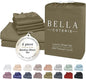 Bella Coterie 6 Piece Luxury Bamboo Viscose California King Size Sheet Set | 100% Organically Grown | Cooling for Hot Sleepers | 18" Deep Pocket | Soft & Hypoallergenic | 4 Pillowcases [Olive]