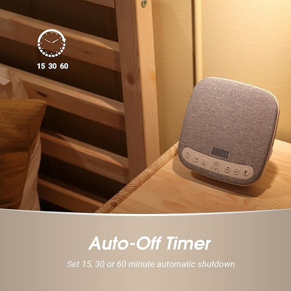Portable White Noise Sound Machine - August SE160 - Calming, Ambient Sleep Therapy - 14 Soothing Sounds for Babies, Children, Adults - Sleep Aid with Timer - 60-Hour Battery - USB-C Charging - White
