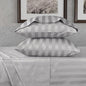 URBANHUT 800 Thread Count 100% Cotton Damask Twin Size Sheets, 4 Piece Striped Twin Size Bedsheets, Luxury Hotel Sheets Sateen Weave - Better Than Egyptian, 14" Elasticized Deep Pocket- Silver Grey