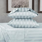 URBANHUT 800 Thread Count 100% Cotton Damask Twin Size Sheets, 4 Piece Striped Twin Size Bedsheets, Luxury Hotel Sheets Sateen Weave - Better Than Egyptian, 14" Elasticized Deep Pocket- Light Blue