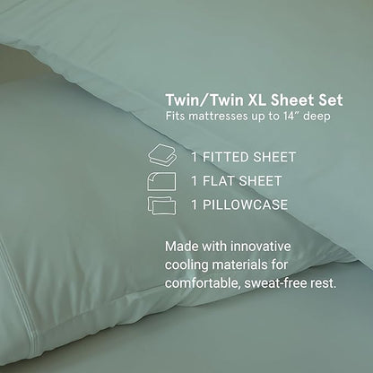 SHEEX - Original Performance Sheets Set (Twin/Twin XL) Ecru - Cooling Sheets - Moisture Wicking - 1 Flat Cooling Sheet, 1 Fitted Cooling Sheet, 1 Pillow Cover - Wrinkle Free - Sleep Aid