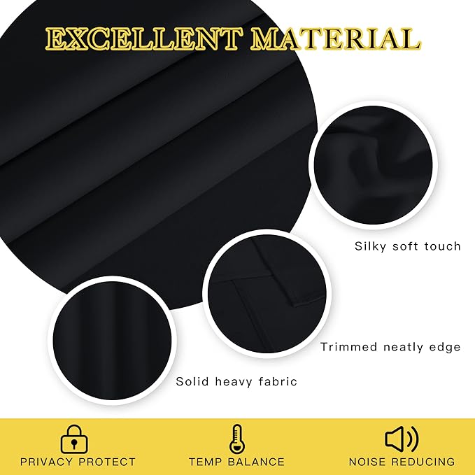 NICETOWN Black Out Curtain for Bedroom 84 inches Long - Thermal Insulated Modern Blackout Window Treatment Soundproof Drape for Bedroom/Living Room, W52 x L84 Inch, 8 Grommets Top, 1 Piece