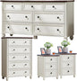 Farmhouse Dressers & Night Stand Set of 4, Wood 54" Wide 7 Drawer Dresser & 45" Tall Chest of Drawers, 18" Roman Column Nightstand Set of 2, Bedroom Furniture Dresser Sets for Home Living Room Hallway