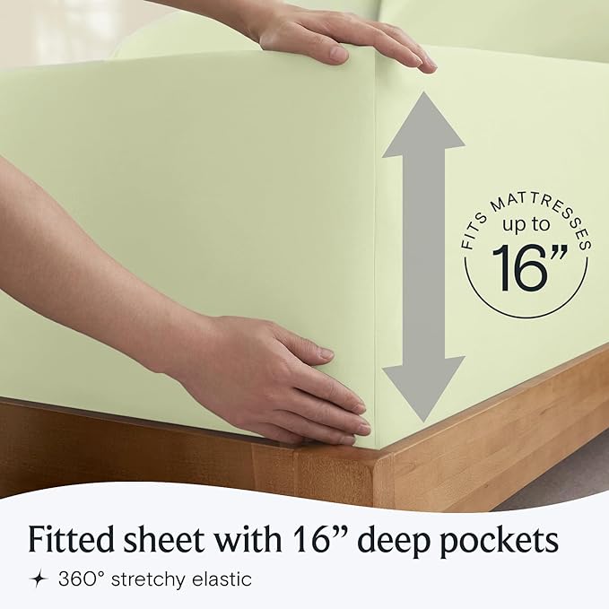 LuxClub 3 PC Twin Sheet Set, Deep Pockets Wrinkle Free Cooling Bed Sheets Hotel Bedding for Women, Men, Kids & Teens, Includes 1 Fitted Sheet, 1 Flat Sheet and 1 Pillowcase-Silky Soft Sage Green