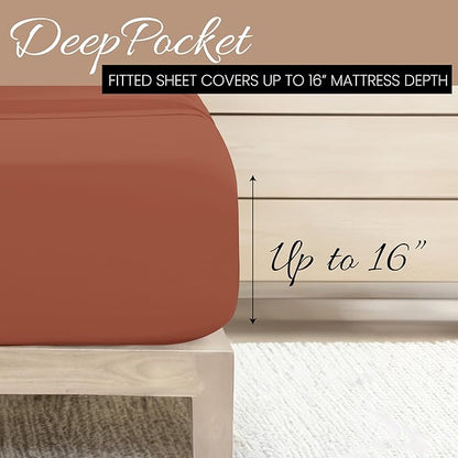 Linen Market Twin XL Bed Sheets - Cooling & Soft - Deep Pocket Fits 16" Thick Beds - 4 Piece Set (Clay)