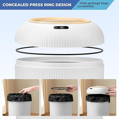 Pukomc 2 Pack Automatic Trash Can 12L /3 Gallon and 10L /2.64 Gallon Bathroom Trash Bin with Lid Touchless Small Smart Motion Sensor Garbage Cans for Kitchen, Bathroom,Living Room and Bedroom