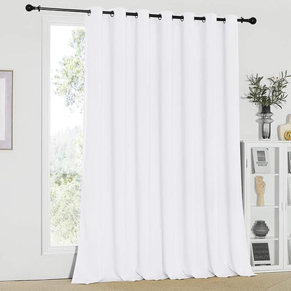 NICETOWN Sliding Door Curtains for Patio, Wide Width Drape, Vertical Curtains for Patio Door (White, Width 100 inches, Length 95 inches)