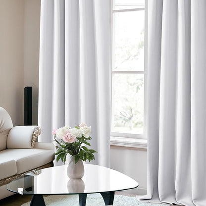 Deconovo Blackout Curtain Panels for Kids Bedroom Room Darkening Back Tab and Rod Pocket Curtains 42Wx72L Inch Greyish White 2 Panels