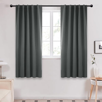 Deconovo Blackout Curtains, Thermal Insulated, W42 x L63 2 Panels, Back Tab, Machine Washable, Room-Darkening Drapes for Bedroom/Living Room Dark Grey