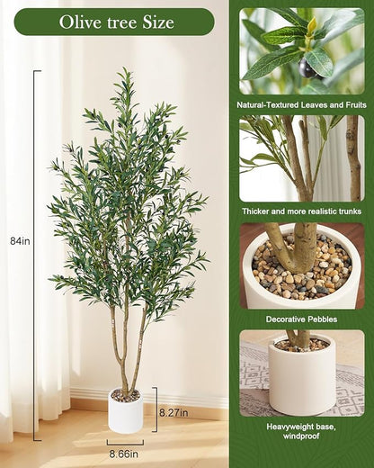 Olive Tree 6FT Fake Tree Faux Plants Indoor with Pot Artificial Tree Nearly Natural Olive Branches and Fruits for Living Room Home Office Decorations
